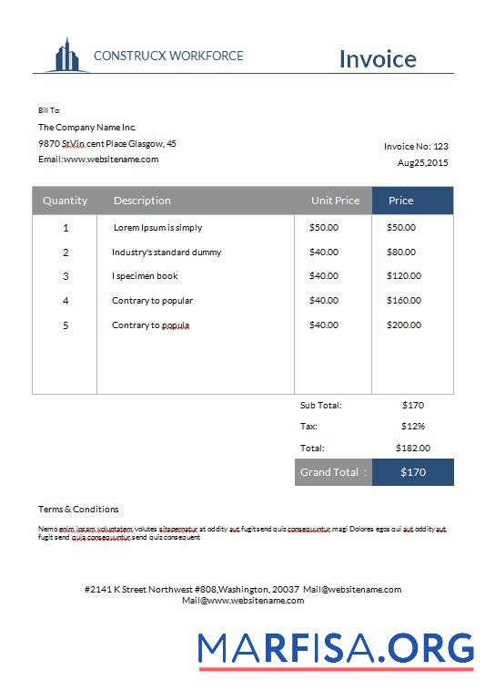 Downloadable Free Architecture Invoice Template